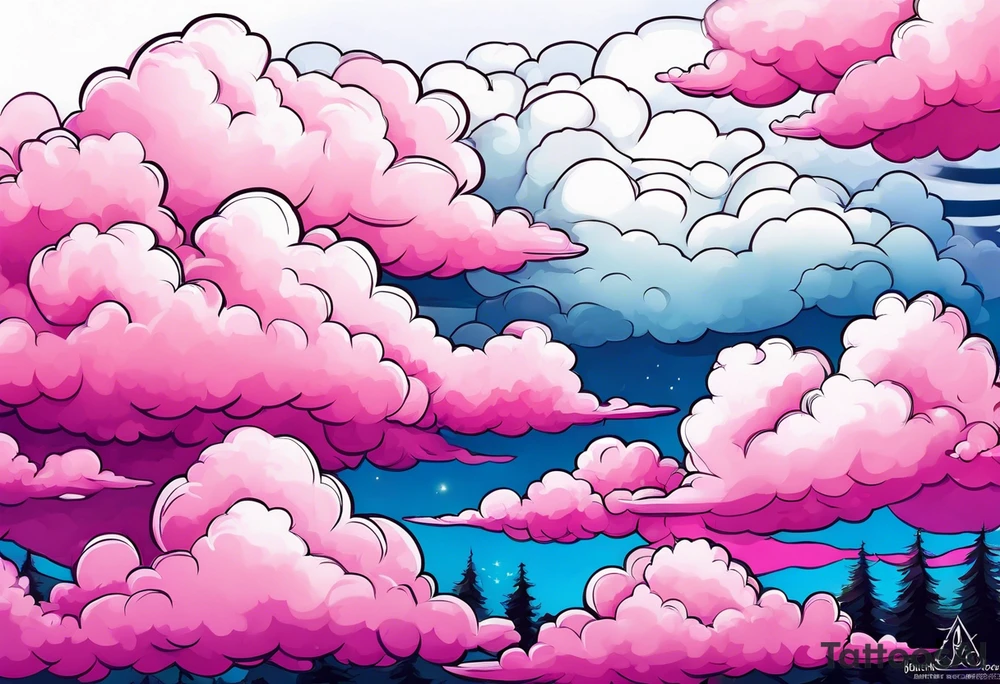 pink fluffy clouds tattoo idea