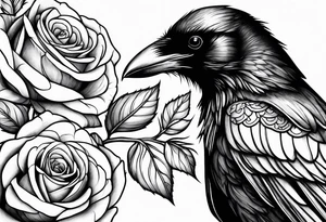 Raven holding  rose tattoo idea