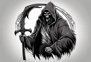 A werewolf that is the grim reaper holding a scythe tattoo idea