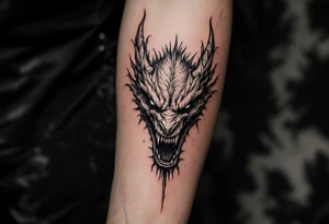 scary dragon hissing long tattoo idea