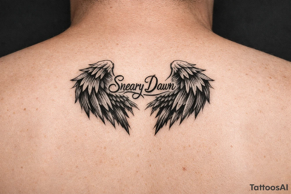 Sneary Dawn wrote inside angel wings tattoo idea