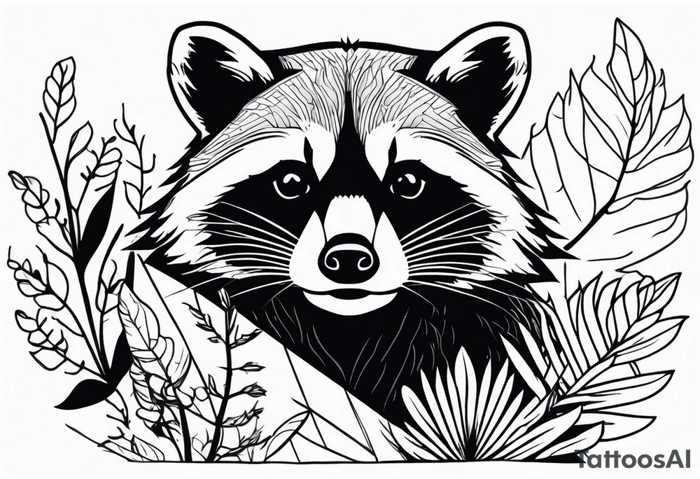 Raccoon in nature tattoo idea