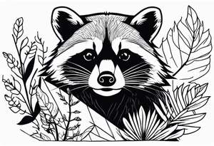 Raccoon in nature tattoo idea