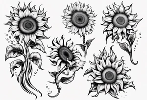 Four sunflowers underwater tattoo idea