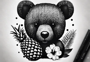 Teddy bear loves pineapple tattoo idea