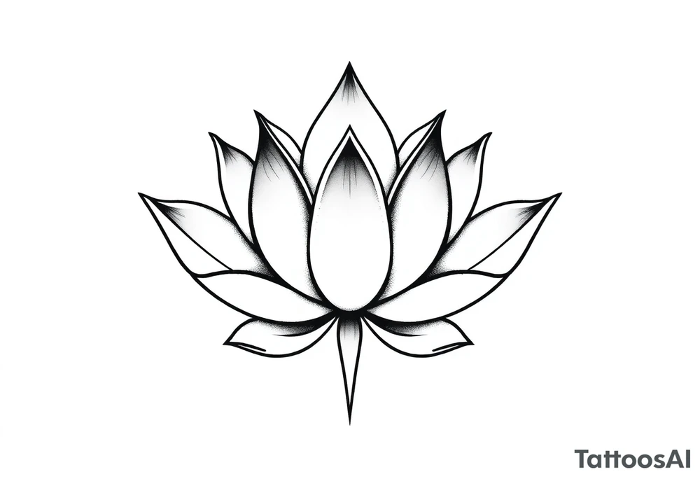 Fine line lotus flower with vertical line work tattoo idea