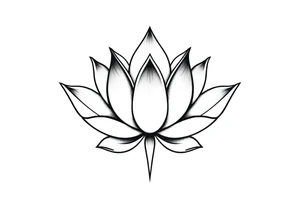 Fine line lotus flower with vertical line work tattoo idea