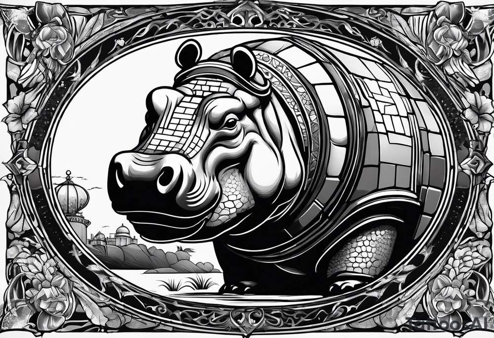 Hippo brick mason tattoo idea