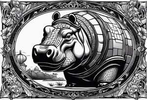 Hippo brick mason tattoo idea