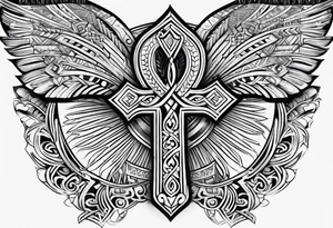 ankh mixed maori for whole arm tattoo idea