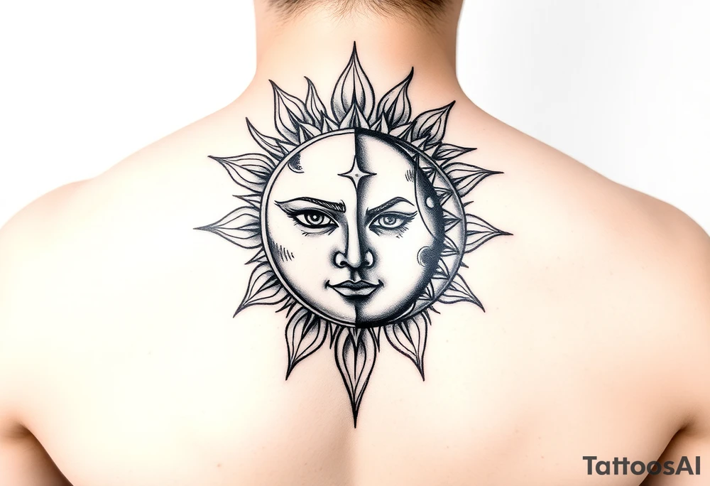 sunface (sunsign in aquarius) moonface (moonsign in pisces) tattoo idea