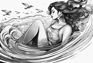 girl floating on still water
aerial view tattoo idea