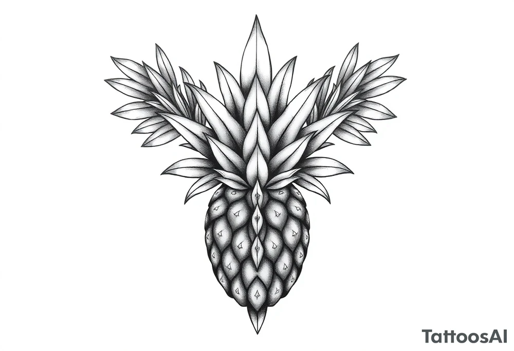 Bushy crown pineapple vagina, design to go over vagina , erotic vagina area design, anus to be at the bottom tattoo idea