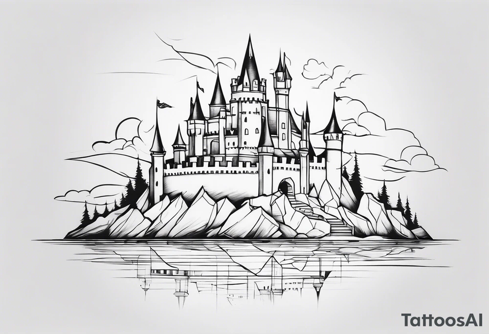 a castle floating in the crystal tattoo idea