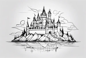 a castle floating in the crystal tattoo idea