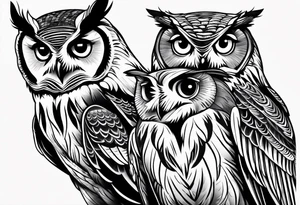 Mother and baby owl tattoo idea