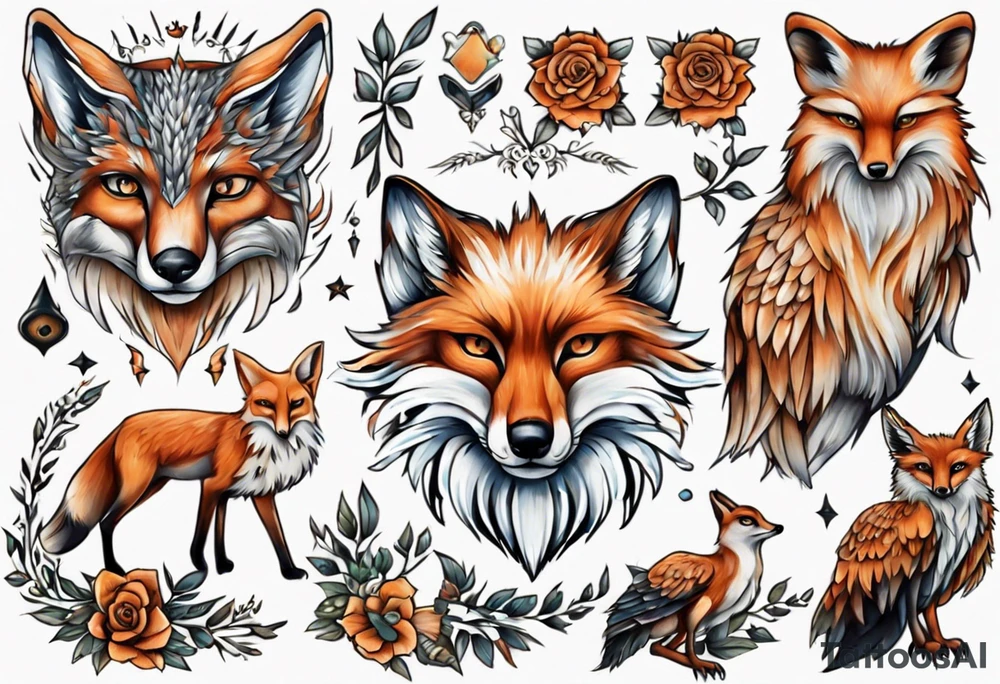 ein Tier aus Fuchs und Eule tattoo idea