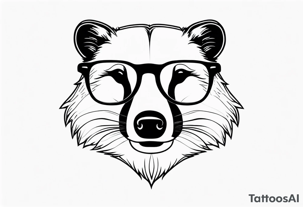 cute badger with glasses on tattoo idea