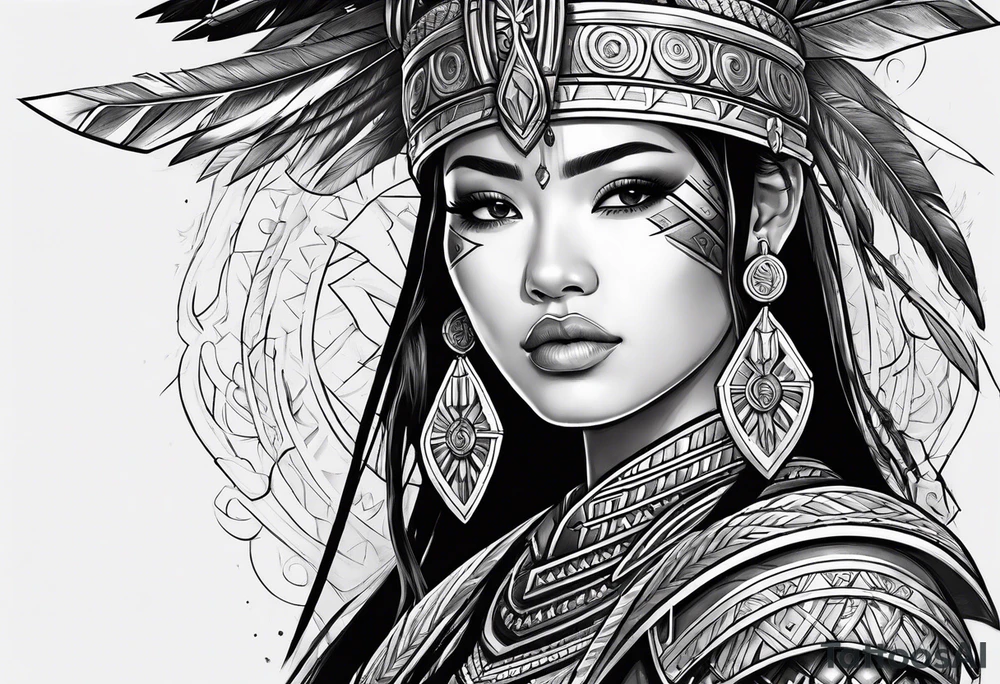 Ilocano warrior pretty face sword arrows alibaba tattoo idea