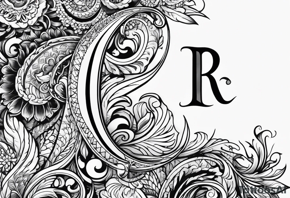 Fine Tatoo design with the letter R and L tattoo idea