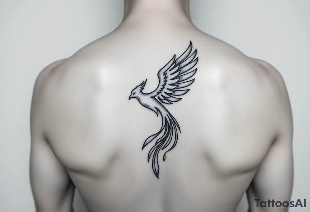 magnificent phoenix rising from golden flames with trailing embers tattoo idea
