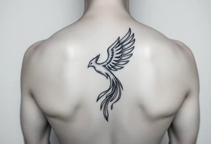 magnificent phoenix rising from golden flames with trailing embers tattoo idea