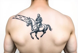 Confederate flag with a portrait of stonewall Jackson on a horse tattoo idea
