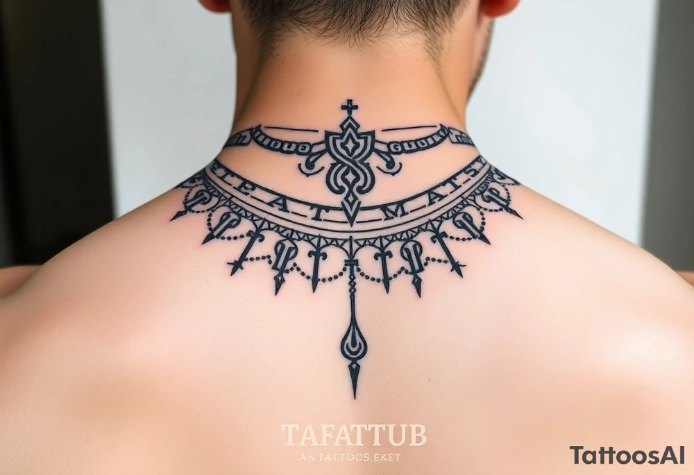 create a asatru norse choker necklace for a neck tattoo on a female with the runes love and protection and self love in it tattoo idea