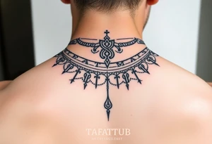 create a asatru norse choker necklace for a neck tattoo on a female with the runes love and protection and self love in it tattoo idea