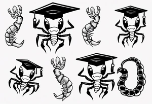 cute scorpion with a graduation cap with 2023 tattoo idea