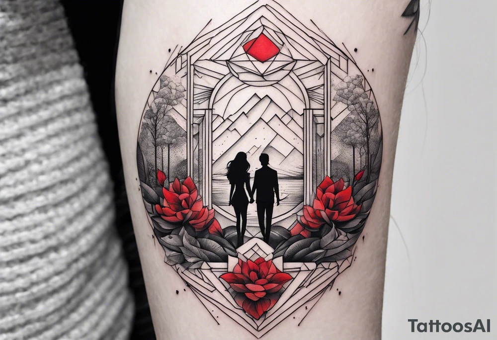 Represente la distance entre 2 personnes qui s aiment avec un fil rouge tattoo idea