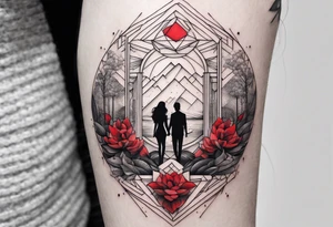 Represente la distance entre 2 personnes qui s aiment avec un fil rouge tattoo idea
