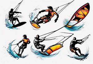 Kitesurfing tricks in fire tattoo idea