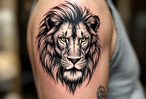 egyptian themed lion (red and black) tattoo idea