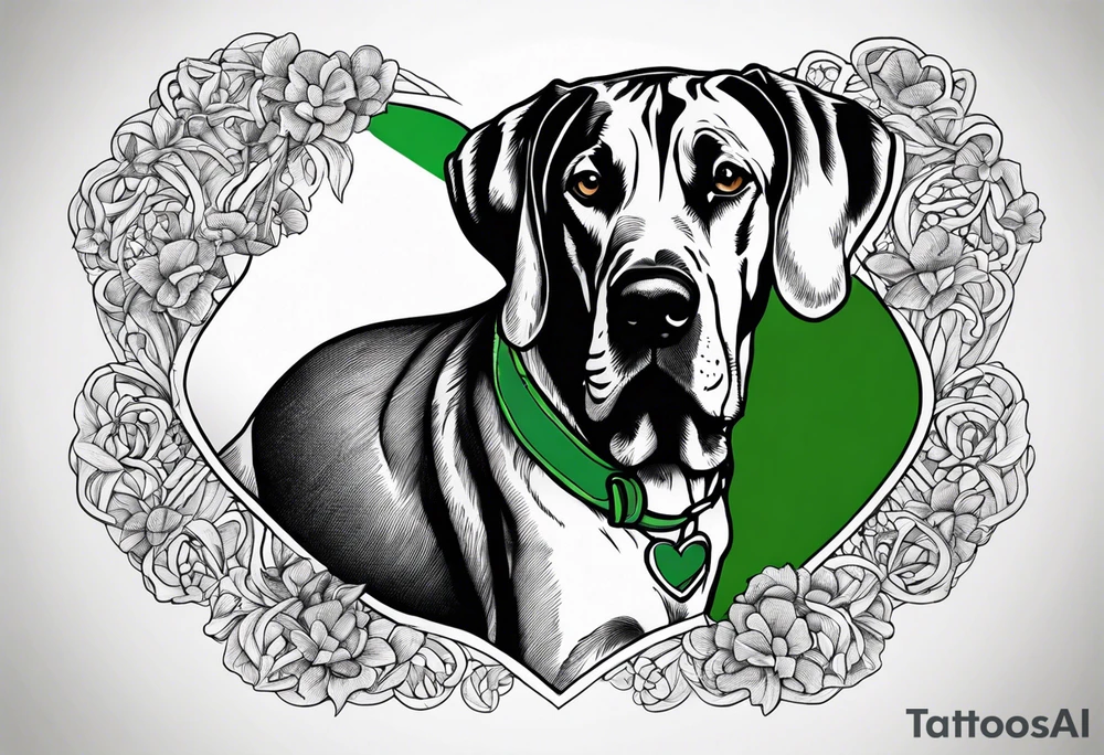 Ireland shamrock Great Dane love travel green tattoo idea