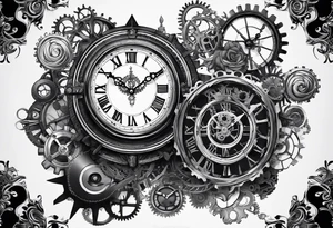 Steampunk clock with gears. tattoo idea