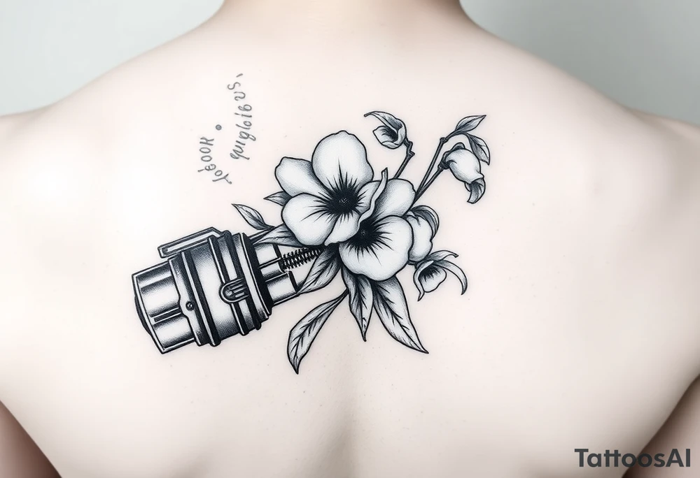 Star Wars Lightsaber handle with a daisy, morning glory, and lily of the valley in it tattoo idea