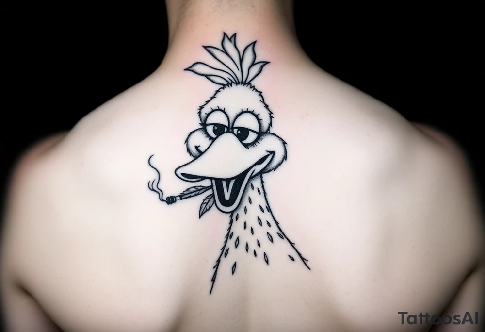 Big Bird from sesame Street smoking marijuana tattoo idea