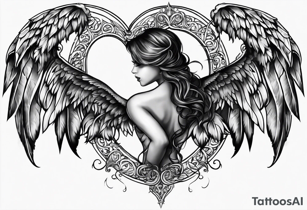 angelish devilish heart/wings tattoo idea