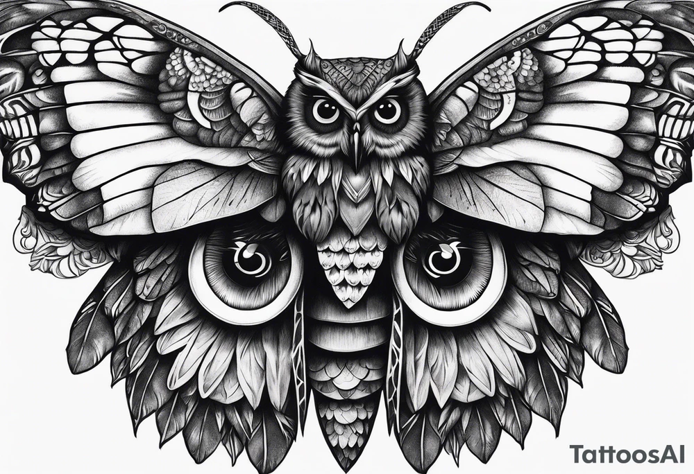 Dead head moth with owl eyes tattoo idea