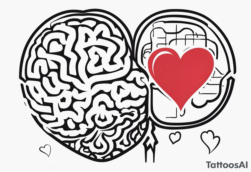 Brain, heart, simple, love, thin lines, abstract tattoo idea Brain, heart, simple, love, thin lines, abstract tattoo idea