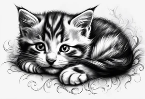 Kitten laying down sleeping tattoo idea