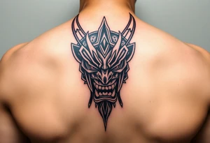 Fierce Japanese oni mask that a samurai would wear into battle. tattoo idea