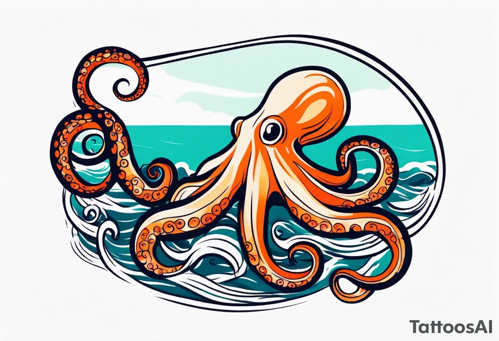 Octopus in sea view upper arm full sleeve tattoo idea