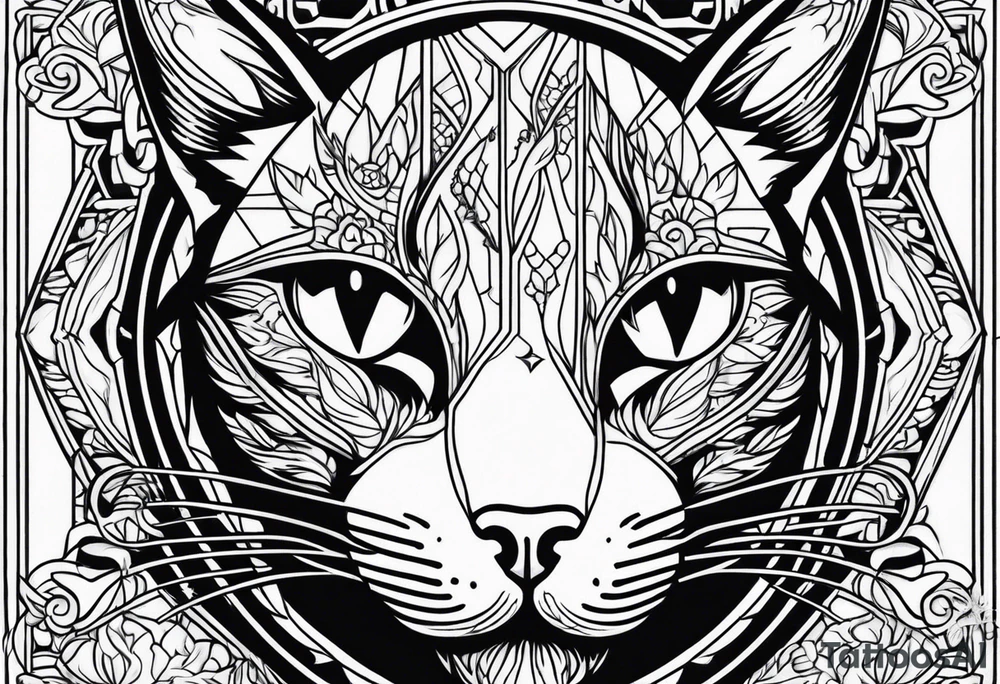 Black cat with half dead tattoo idea