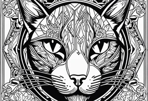 Black cat with half dead tattoo idea