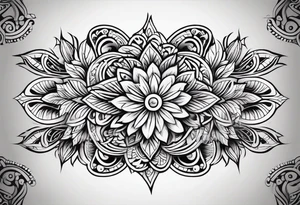 Polynesian tribal floral forearm tattoo idea