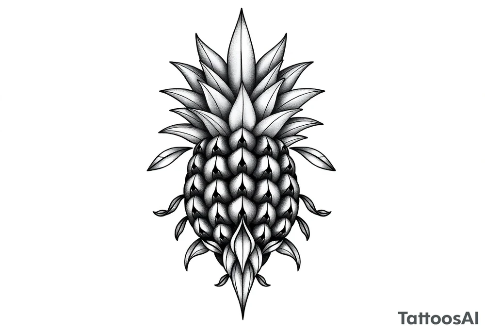 Bushy crown pineapple vagina, design to go over vagina , erotic vagina area design, anus to be at the bottom tattoo idea