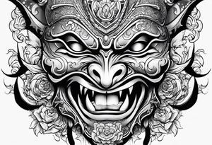 mask with teeth tattoo idea