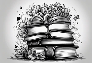 Stack of books with jigsaw puzzle pieces tattoo idea